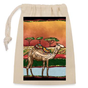 Camel - Closable cotton gift bag (14x20cm) - nature - Front
