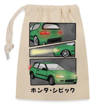 BANDE DESSINÉE DE VOITURE / HATCHBACK - Sac cadeau en coton avec cordon (14 x 20 cm) - nature - Devant