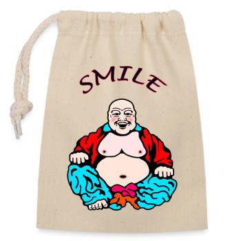 Cheerful yoga - Closable cotton gift bag (14x20cm) - nature - Front