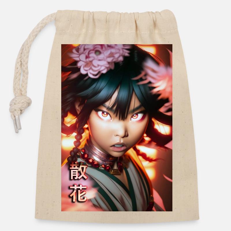 Chika - Sac cadeau en coton avec cordon (14 x 20 cm) - nature