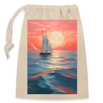 Maritime Landschaft im geometrischen Stil - Verschließbarer Geschenkbeutel aus Baumwolle (14x20cm) - Natur - Vorne