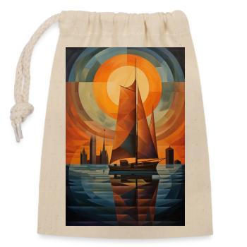 Paysage Maritime dans un style géométrique - Sac cadeau en coton avec cordon (14 x 20 cm) - nature - Devant