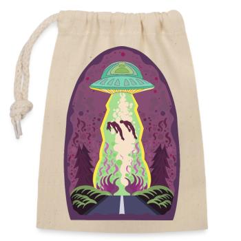 Un homme et une femme enlevés par un vaisseau spatial extraterrestre - Sac cadeau en coton avec cordon (14 x 20 cm) - nature - Devant