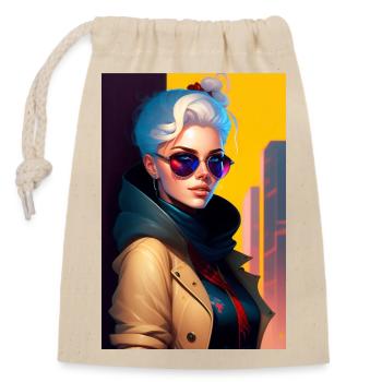 Anime girl undercover - Closable cotton gift bag (14x20cm) - nature - Front