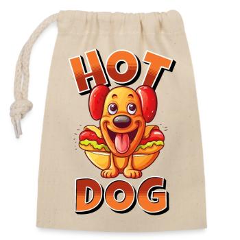 Hot Dog Hund Wurst Fast Food Wortwitz Lustig Humor - Verschließbarer Geschenkbeutel aus Baumwolle (14x20cm) - Natur - Vorne