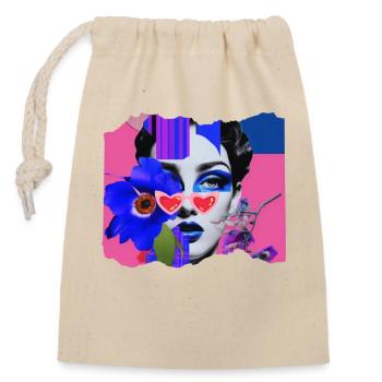 Pop Funky - Closable cotton gift bag (14x20cm) - nature - Front