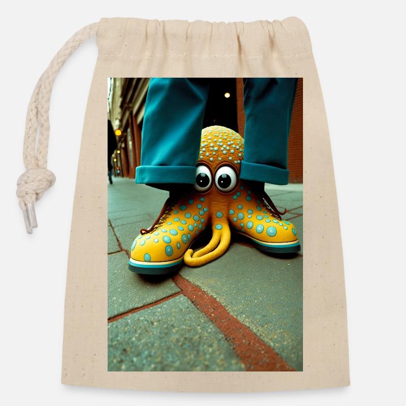 Anthropomorphic 03 - Sac cadeau en coton avec cordon (14 x 20 cm) - nature