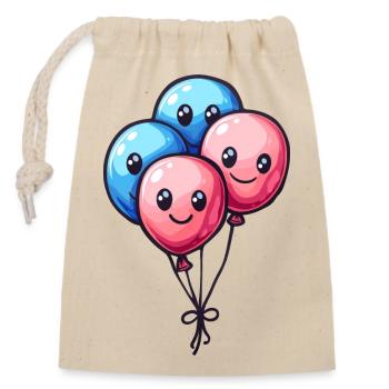 Ballons für Kinder - Verschließbarer Geschenkbeutel aus Baumwolle (14x20cm) - Natur - Vorne