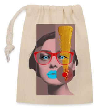 Humeur inspirante dorée - Sac cadeau en coton avec cordon (14 x 20 cm) - nature - Devant