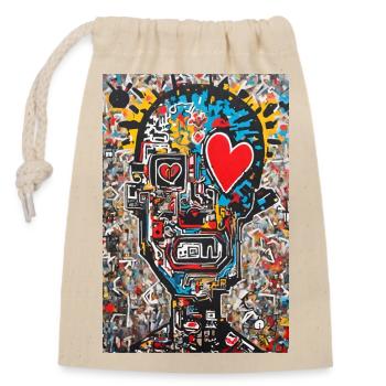 "Urban Love" - Closable cotton gift bag (14x20cm) - nature - Front