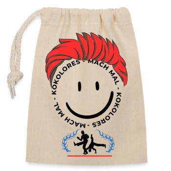 Chemise cool, t-shirt tendance, bonheur kokolores - Sac cadeau en coton avec cordon (14 x 20 cm) - nature - Devant