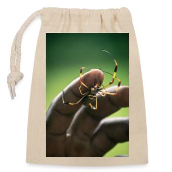 Spinne - Verschließbarer Geschenkbeutel aus Baumwolle (14x20cm) - Natur - Vorne