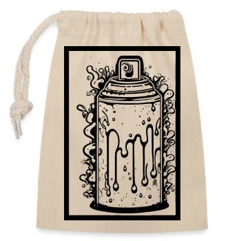 Comic Sprühdose mit Tropfen im Rahmen - Verschließbarer Geschenkbeutel aus Baumwolle (14x20cm) - Natur - Vorne