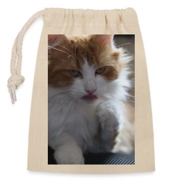Un chat à poil long qui nous regarde - Sac cadeau en coton avec cordon (14 x 20 cm) - nature - Devant