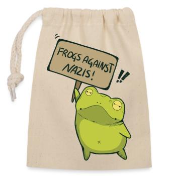 Des grenouilles contre les nazis - Sac cadeau en coton avec cordon (14 x 20 cm) - nature - Devant
