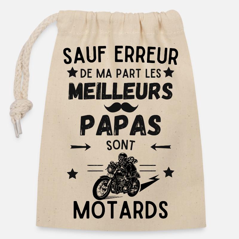 BIKER DAD - Closable cotton gift bag (14x20cm) - nature