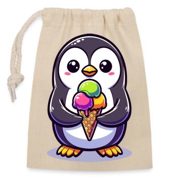 Adorable Penguin Colourful  - Closable cotton gift bag (14x20cm) - nature - Front