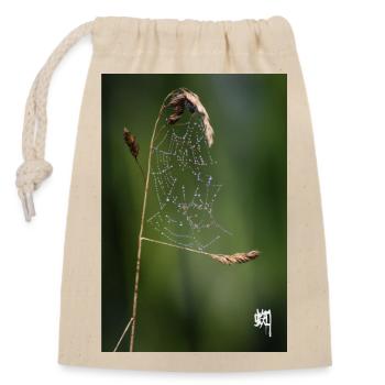 Spider Web, Dew & White Kumo - Closable cotton gift bag (14x20cm) - nature - Front