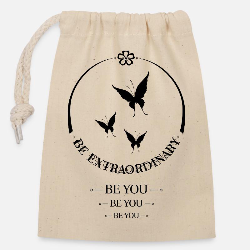 be you - Verschließbarer Geschenkbeutel aus Baumwolle (14x20cm) - Natur