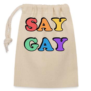 SAY GAY - Closable cotton gift bag (14x20cm) - nature - Front