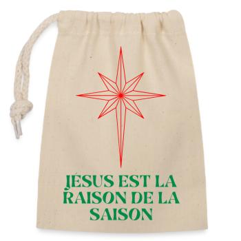 Weihnachtsstern mit religiösem Zitat - Verschließbarer Geschenkbeutel aus Baumwolle (14x20cm) - Natur - Vorne
