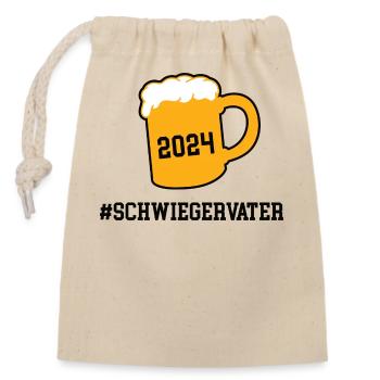 Schwiegervater 2024 Vater der Braut Schwiegerpapa - Verschließbarer Geschenkbeutel aus Baumwolle (14x20cm) - Natur - Vorne