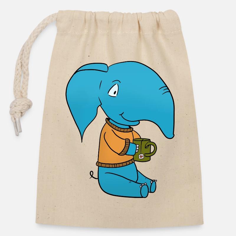 Elephant Tea - Closable cotton gift bag (14x20cm) - nature