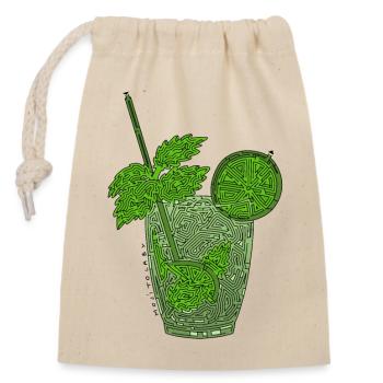 Laby Mojito (schwarze Umrandung) - Verschließbarer Geschenkbeutel aus Baumwolle (14x20cm) - Natur - Vorne