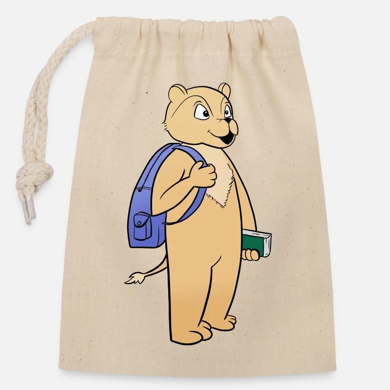 Lion - Closable cotton gift bag (14x20cm) - nature