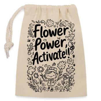 Flower Power Activate - Closable cotton gift bag (14x20cm) - nature - Front