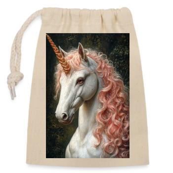 Licorne dans une lumière de marbre rosé - Sac cadeau en coton avec cordon (14 x 20 cm) - nature - Devant