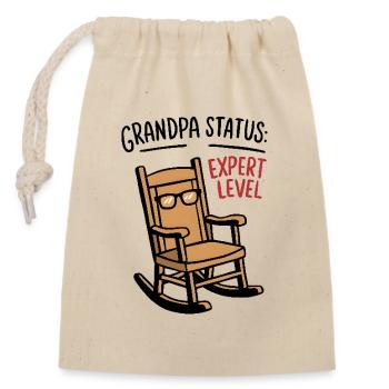 Grandpa Status: Expert  - Verschließbarer Geschenkbeutel aus Baumwolle (14x20cm) - Natur - Vorne