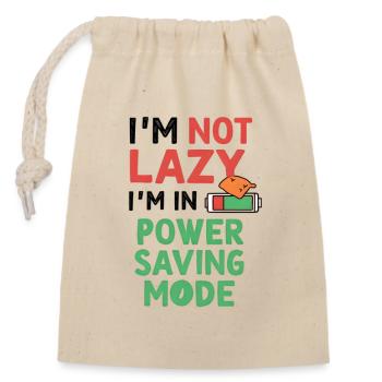 Je ne suis pas paresseux, je suis en mode économie d’énergie - Sac cadeau en coton avec cordon (14 x 20 cm) - nature - Devant