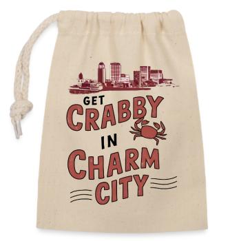 Get Crabby in Charm City - Verschließbarer Geschenkbeutel aus Baumwolle (14x20cm) - Natur - Vorne