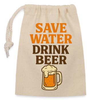 Save Water Drink Beer - Verschließbarer Geschenkbeutel aus Baumwolle (14x20cm) - Natur - Vorne
