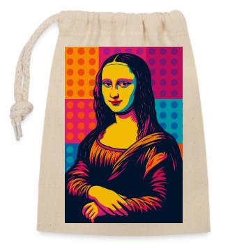 Mona Lisa Pop Art - Verschließbarer Geschenkbeutel aus Baumwolle (14x20cm) - Natur - Vorne