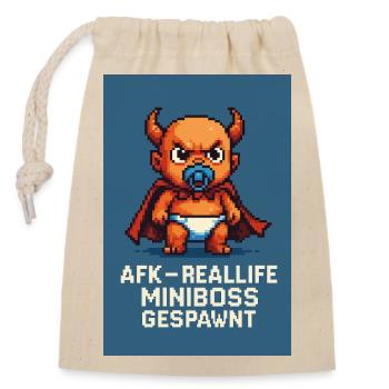Reallife Miniboss - Pixel Art rétro - Sac cadeau en coton avec cordon (14 x 20 cm) - nature - Devant