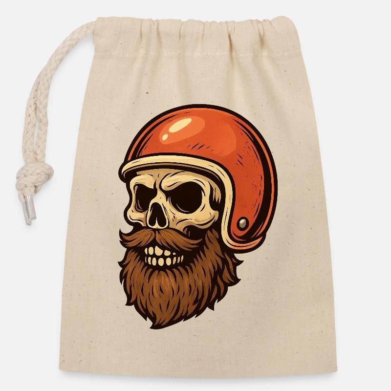 skull rider 01 - Sac cadeau en coton avec cordon (14 x 20 cm) - nature