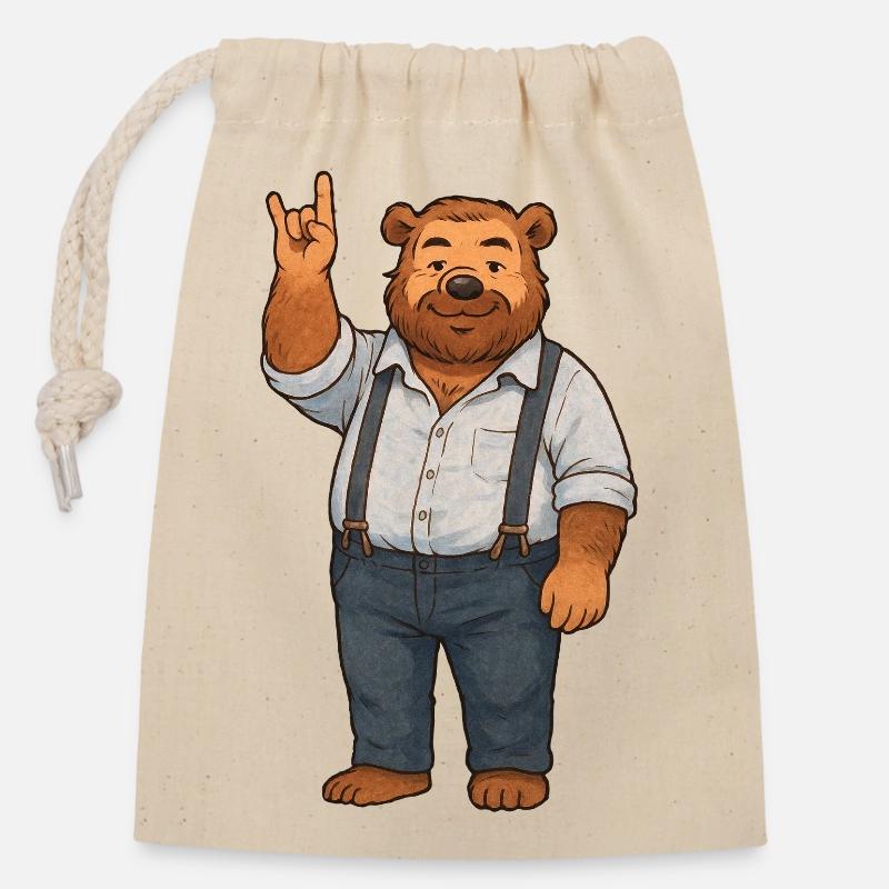 Brummbär rocks - Closable cotton gift bag (14x20cm) - nature