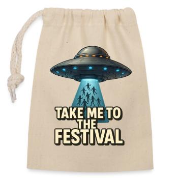 Take me to the Festival - Closable cotton gift bag (14x20cm) - nature - Front