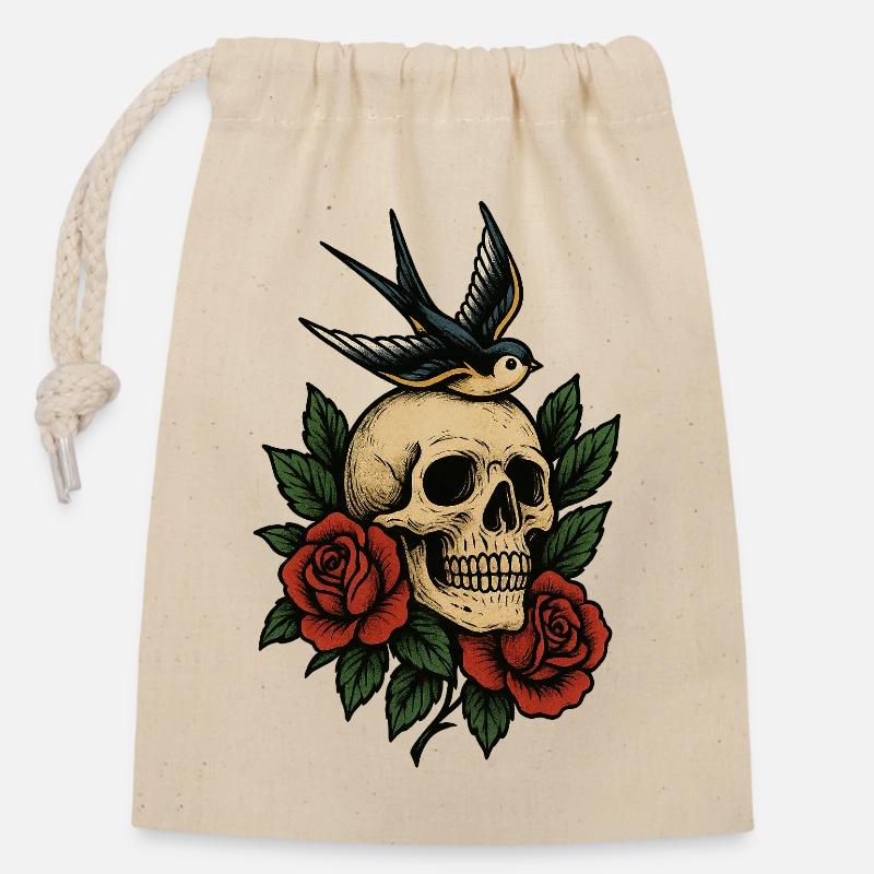 Éternelle Liberté - Sac cadeau en coton avec cordon (14 x 20 cm) - nature