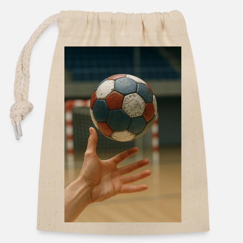 Handball - Closable cotton gift bag (14x20cm) - nature