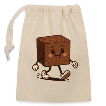 Glücklicher Brownie - Verschließbarer Geschenkbeutel aus Baumwolle (14x20cm) - Natur - Vorne