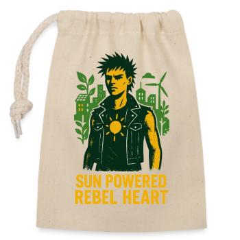 Sun-Powered Rebel - Verschließbarer Geschenkbeutel aus Baumwolle (14x20cm) - Natur - Vorne