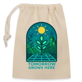 Tomorrow Grows Here - Verschließbarer Geschenkbeutel aus Baumwolle (14x20cm) - Natur - Vorne