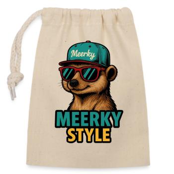 Meerky Style - Closable cotton gift bag (14x20cm) - nature - Front