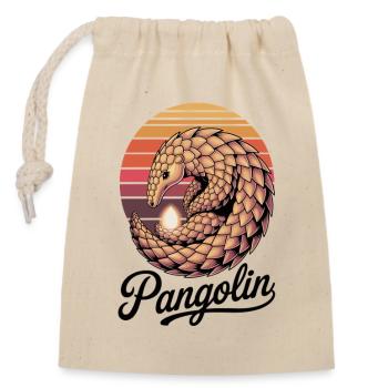 Pangolin: Schuppentier im Retro-Look - Verschließbarer Geschenkbeutel aus Baumwolle (14x20cm) - Natur - Vorne