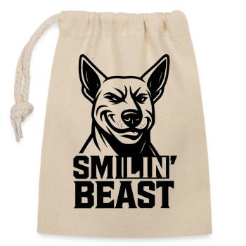 Smiling Beast - Verschließbarer Geschenkbeutel aus Baumwolle (14x20cm) - Natur - Vorne