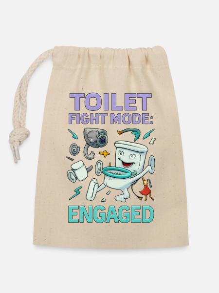 Toilettenkampf-Modus – Absurdes Hirnfäule-Design - Verschließbarer Geschenkbeutel aus Baumwolle (14x20cm) - Natur