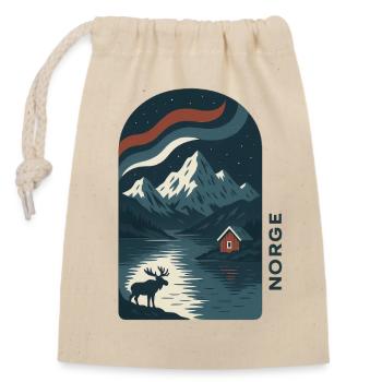 Norwegen - Verschließbarer Geschenkbeutel aus Baumwolle (14x20cm) - Natur - Vorne